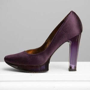 Patrick Cox Purple Platform Block Heels Sz 8.5 Glam Y2K 90s Chic Runway Mod Gala